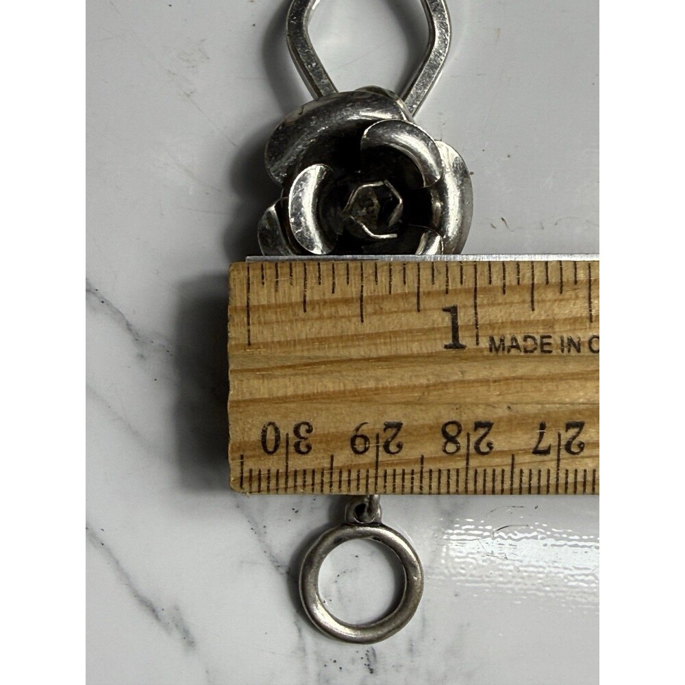 Silver Black Antiqued Rose Bracelet Vintage Style Flower Stainless-S 7-8" Toggle - Picture 6 of 6